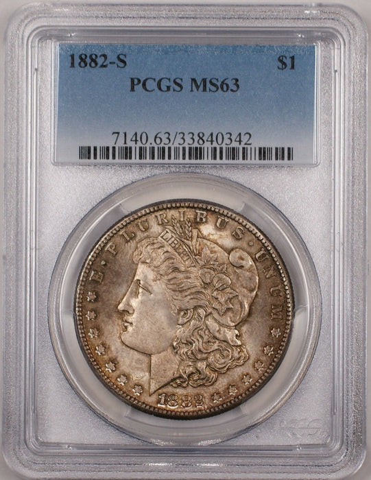 1882-S Morgan Silver Dollar $1 PCGS MS-63 Toned (Better Coin) (T)