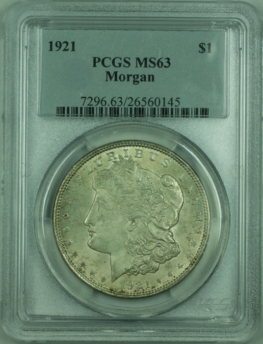 1921 Morgan Silver Dollar $1 Coin PCGS MS-63 (36) L