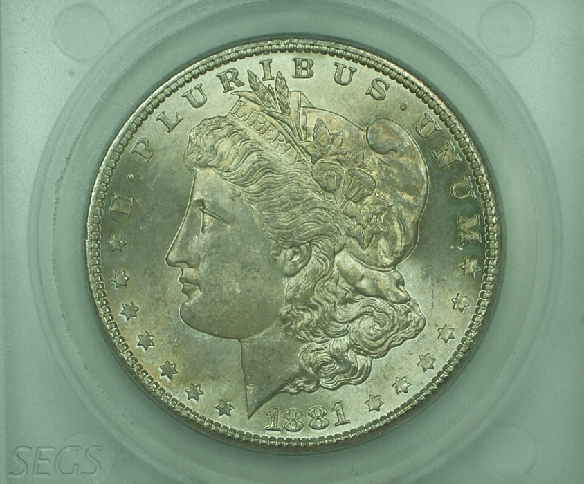 1881-S Morgan Silver Dollar Toned In Hard Plastic Holder