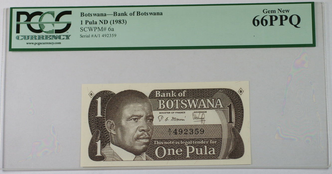 (1983) Bank of Botswana 1 Pula Note SCWPM# 6a PCGS 66 PPQ Gem New