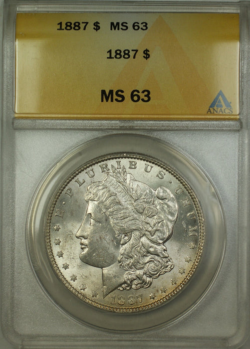 1887 Morgan Silver Dollar $1 Coin ANACS MS-63 Toned RL