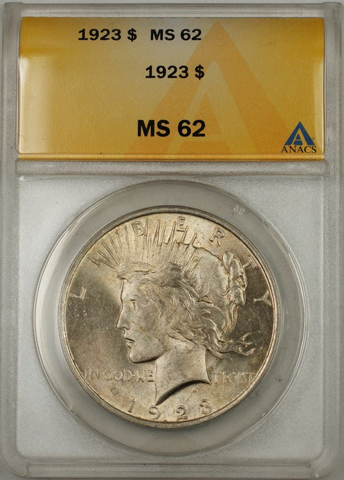 1923 Peace Silver Dollar Coin ANACS $1 MS-62 (Toned Better Coin 8C)