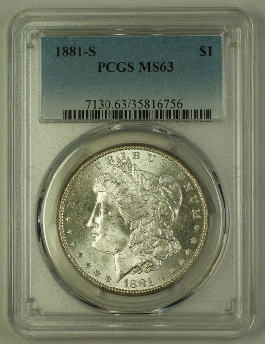 1881-S US Morgan Silver Dollar $1 Coin PCGS MS-63 (H) 9