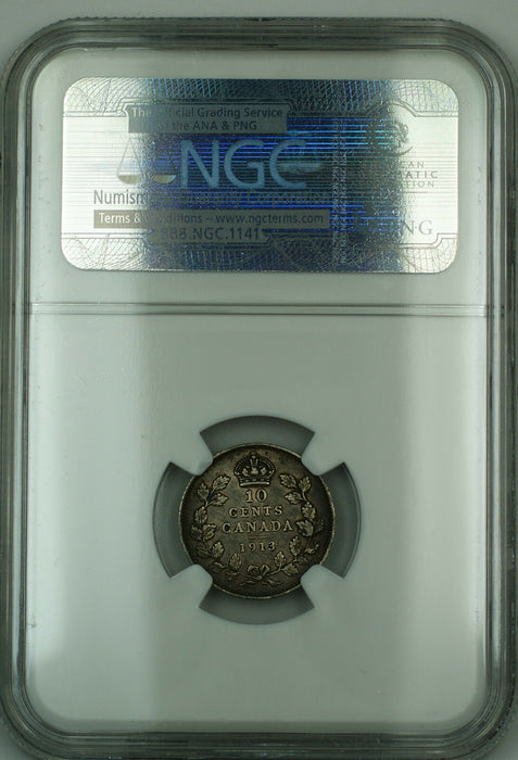 1913 Canada 10c Ten Cents Dime Coin NGC VF-30 "Small Leaves"