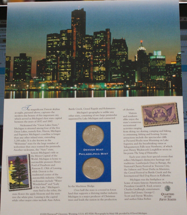 Michigan 2004 P&D Quarter for Anniversery of Statehood Bonus Stamp
