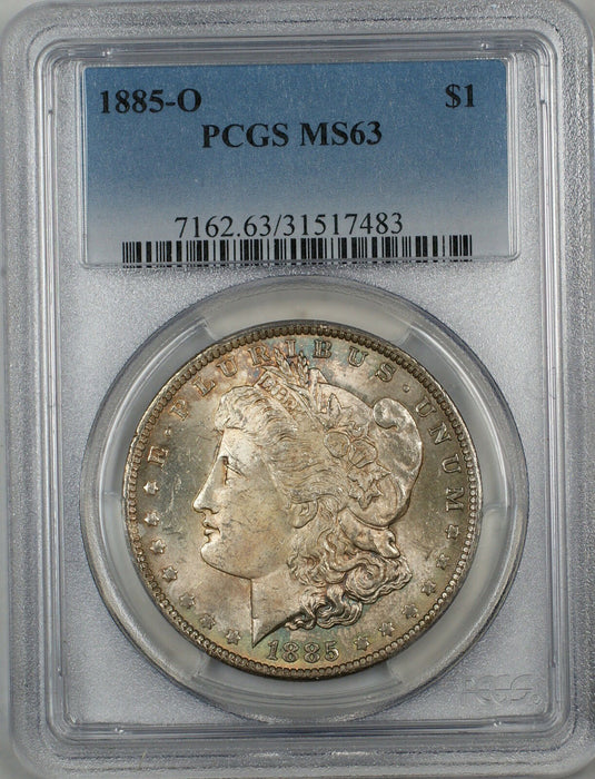 1885-O Morgan Silver Dollar $1 Coin PCGS MS-63 Toned (7C)