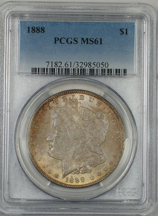 1888 Morgan Silver Dollar $1 Coin PCGS MS-61 Toned (Ta)