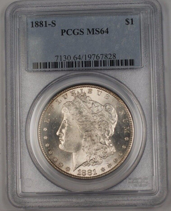 1881-S US Morgan Silver Dollar $1 Coin PCGS MS-64 (Better) BR1 H