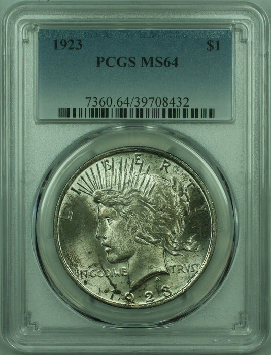 1923 Peace Silver Dollar $1 Coin PCGS MS-64 Lightly Toned (29) J