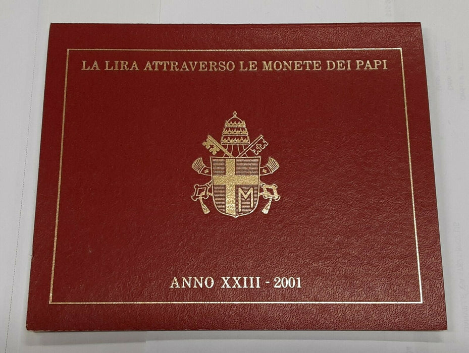 2001 Vatican State 8 Piece UNC Mint Set Pope John Paul II w/1000L Silver Coin