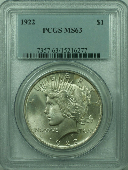 1922 Peace Silver Dollar $1 Coin PCGS MS-63 Looks Undergraded (36) E