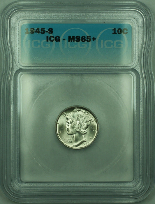 1945-S Mercury Silver Dime 10c Coin ICG MS-65+ (A)