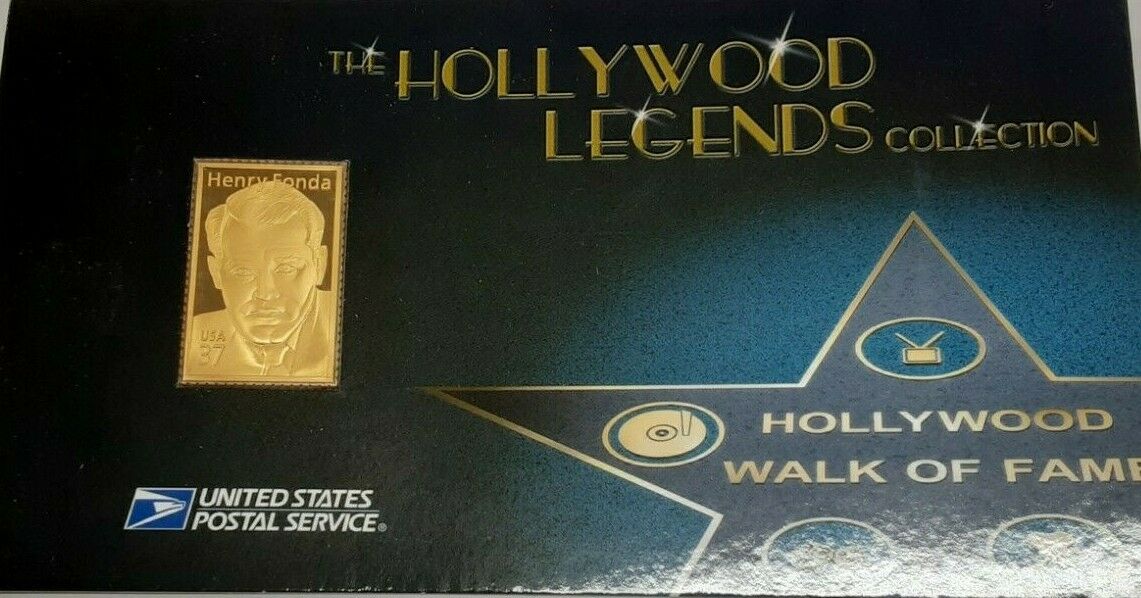 USPS Hollywood Legends .999 Fine Silver Gold Plated Stamp - Henry Fonda