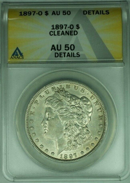 1897-O Morgan Silver Dollar S$1 ANACS AU-50 Details Cleaned  (38)