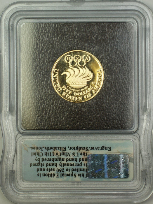 1988-W Proof & UNC $5 Olympic Gold Commem Autographed 2 Coin Set ICG MS-70 PF-70