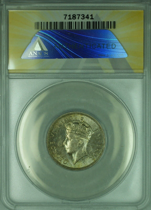 1937 Fiji Silver Shilling Coin King George VI  ANACS MS 64  (WB2)