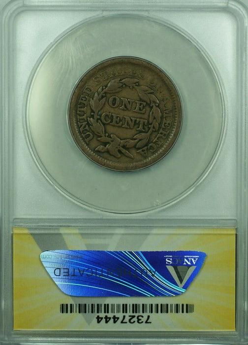 1854 Braided Hair Large Cent 1c Coin ANACS F-12 Details Corroded  (38)