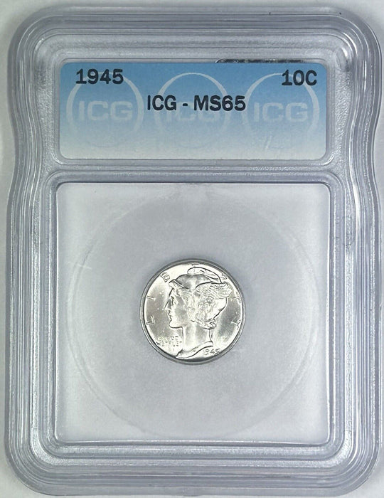 1945 Mercury Silver Dime 10c Coin ICG MS 65 (54) E