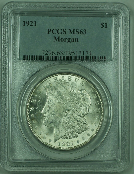 1921 Morgan Silver Dollar $1 Coin PCGS MS-63 (36) G