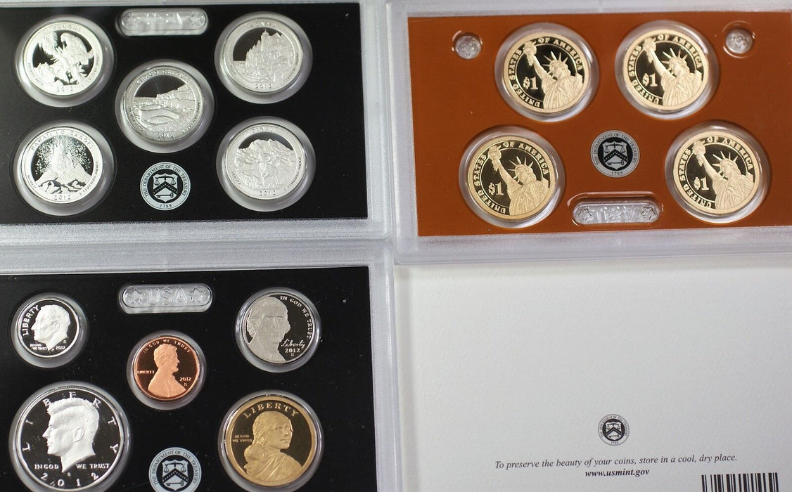 2012-S US Mint Silver Proof Set Gem Coins With Original Box and COA