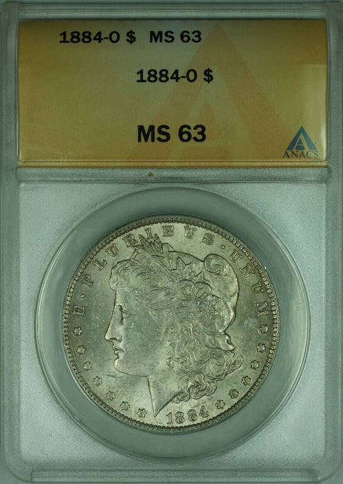 1884-O Morgan Silver Dollar $1 Coin ANACS MS-63 Lightly Toned