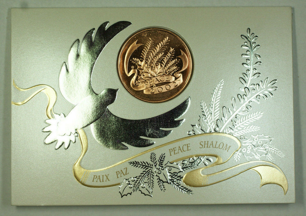 2002 Franklin Mint Peace Shalom Hanuka Card with Bronze Round