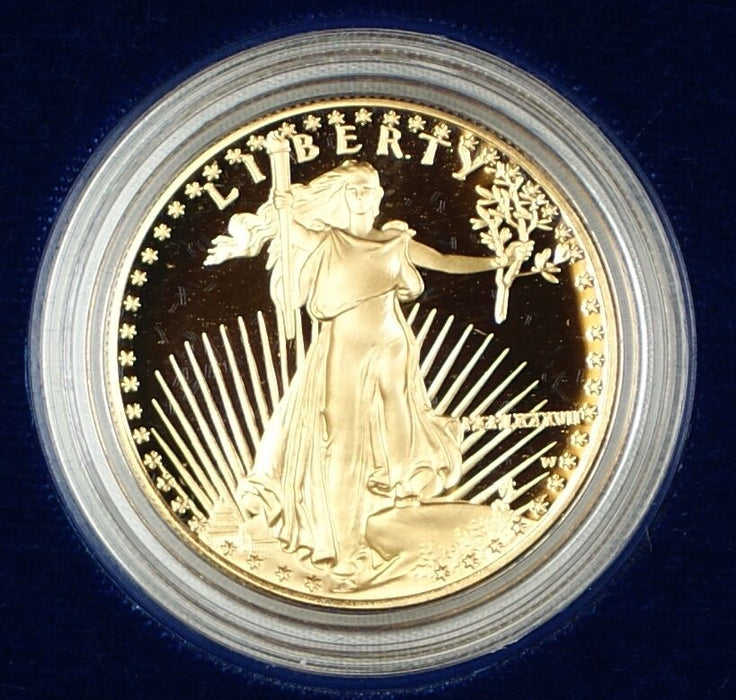 1987 US Eagle Gold Bullion One Ounce & Half Ounce Coins Proof W/ Box & COA set