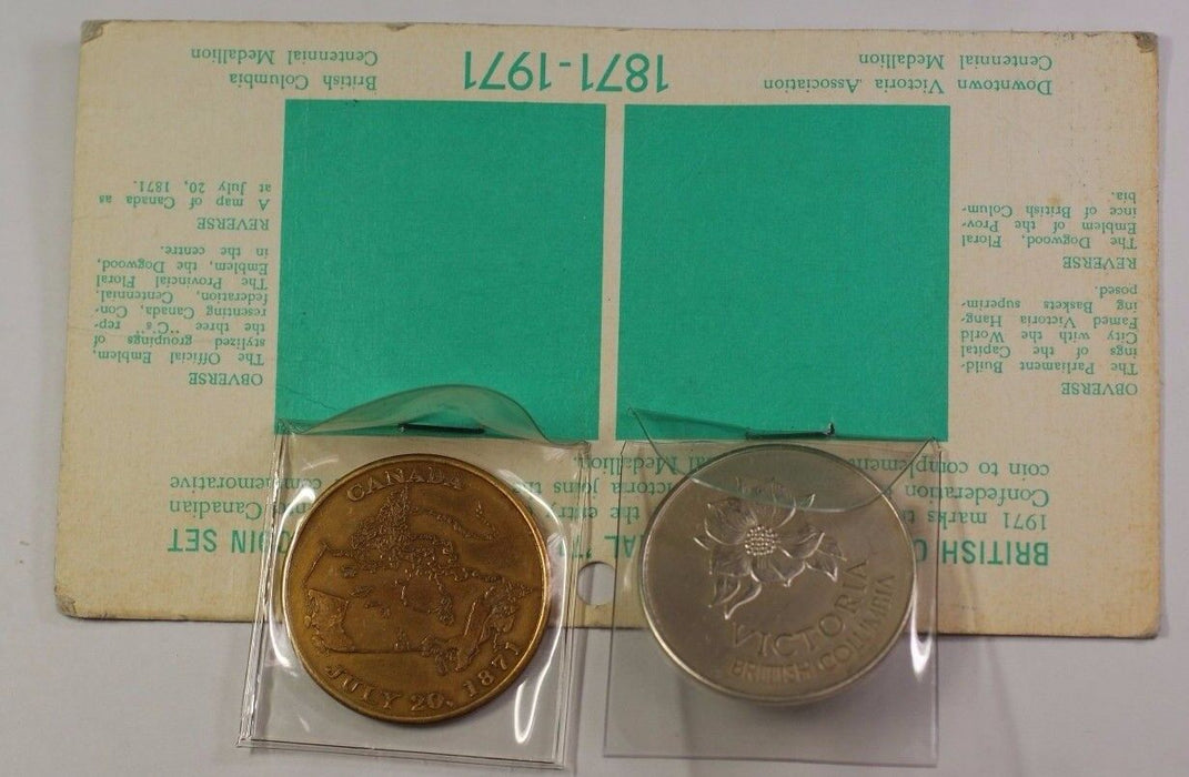 British Columbia BC Centennial '71 Commemorative 2 Coin Set
