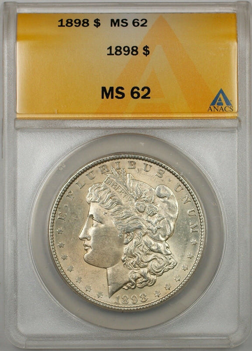 1898 Morgan Silver Dollar $1 Coin ANACS MS 62 Better Coin