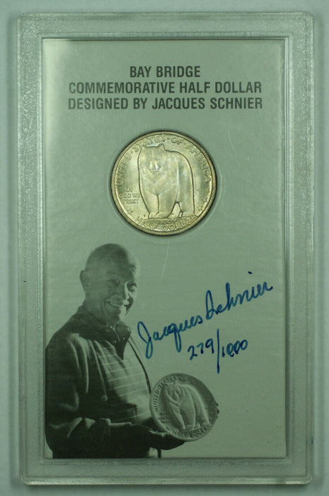 1936-S Bay Bridge Commemorative Half Dollar Signed Jacques Schnier Choice BU