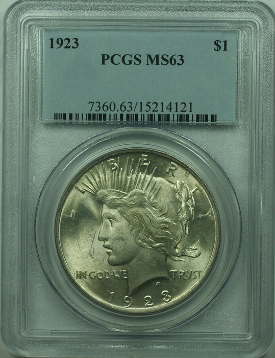 1923 Peace Silver Dollar $1 Coin PCGS MS-63 (36) B