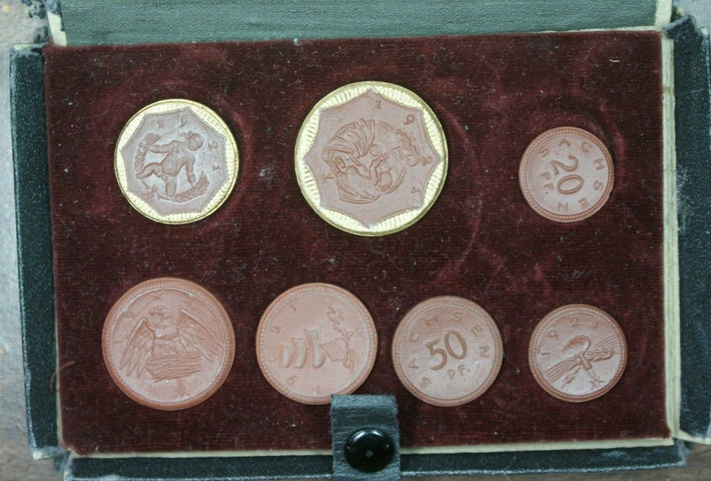1921 Notegeld 6 Ceramic Coin Coin Set