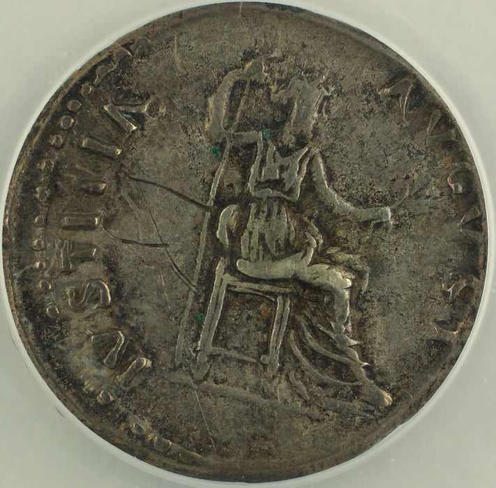 AD 97 Roman Denarius Coin Nerva Rome Mint ANACS VF-35 Details Scratched AKR