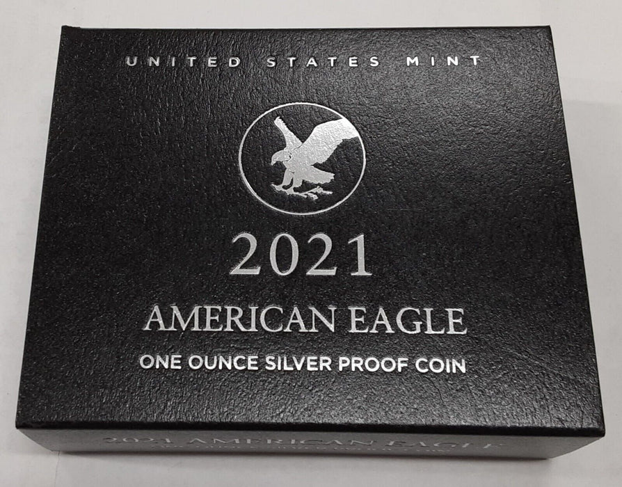 2021-W Proof American Silver Eagle New Reverse 1 Oz Troy .999 Fine in OGP W/COA