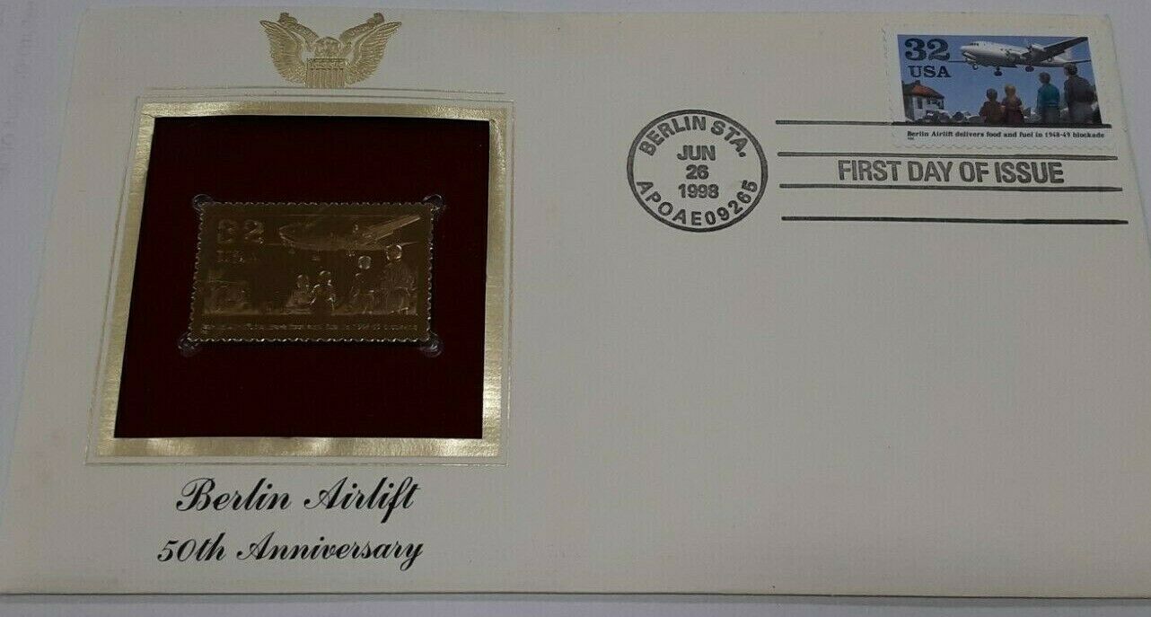 50th Anniversary of the Berlin Airlift Commemorative Gold Stamp FDC 6/26/1998