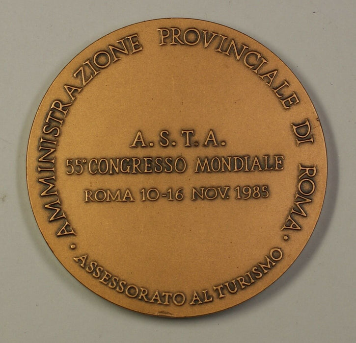 1985 Italy Assesorato Al Turismo 55th World Congress Rome Bronze Medal in Case