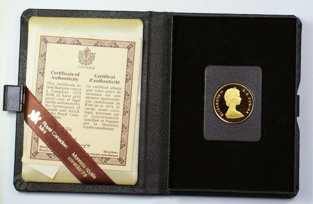 1979 Canada $100 1/2 Oz Gold Proof Coin with Presentation Case & COA NO BOX