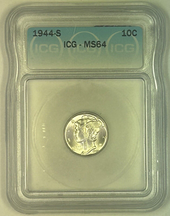 1944-S Mercury Silver Dime 10c Coin ICG MS 64 (54) B