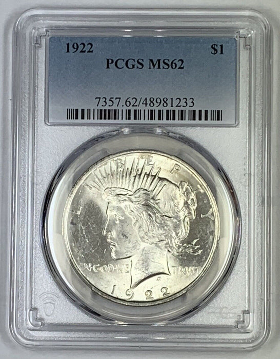 1922 Peace Silver $1 Dollar Coin PCGS MS 62 Looks Better (9) B