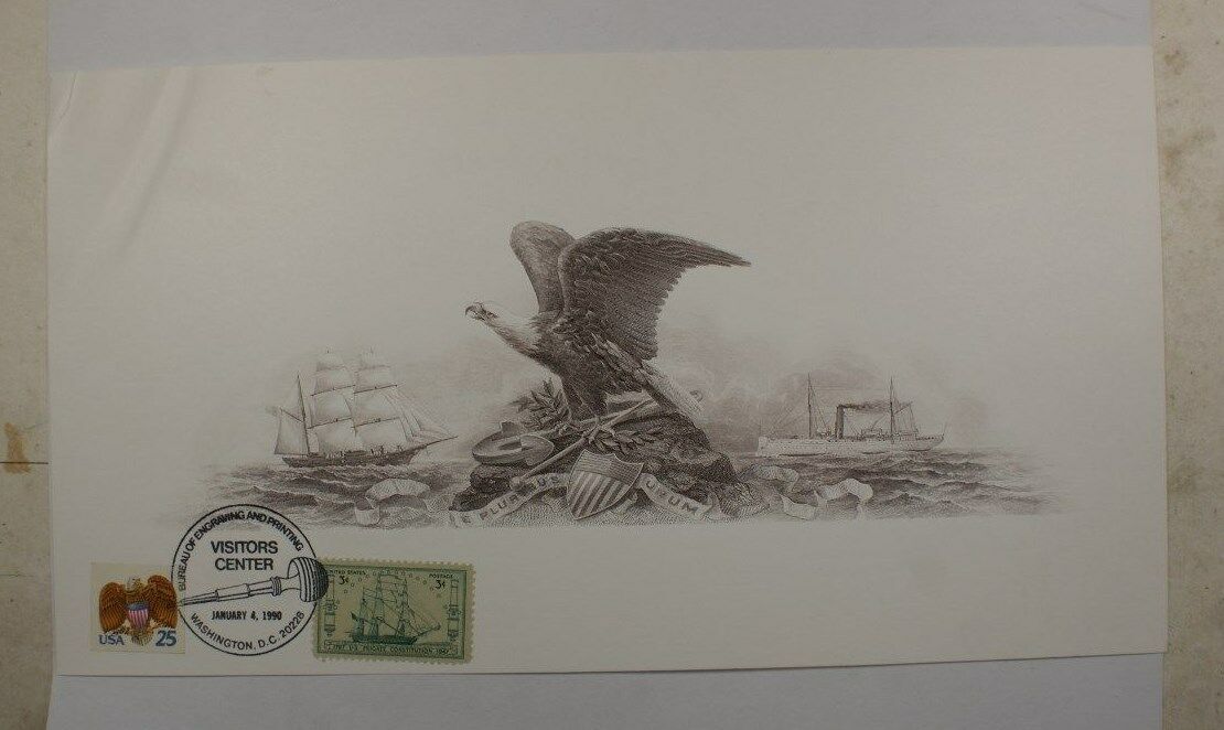 B 134 ANA 1990 Proof eagle revenue cutters vignettes brown Show cancelled