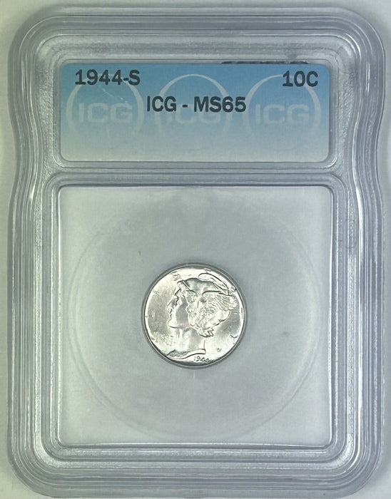 1944-S Mercury Silver Dime 10c Coin ICG MS 65 (54) N