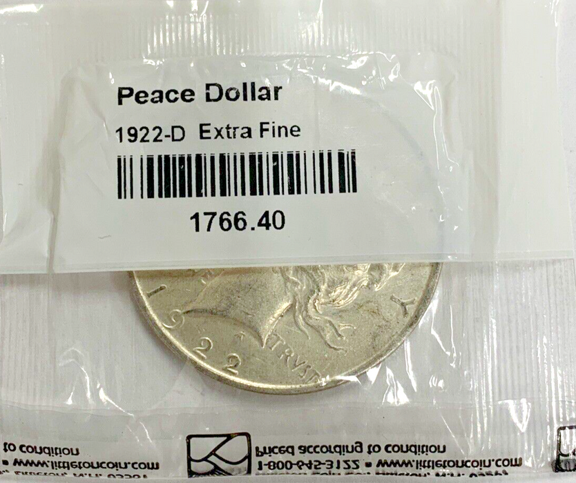 1922-D Peace Silver Dollar XF/EF+ Littleton Coin