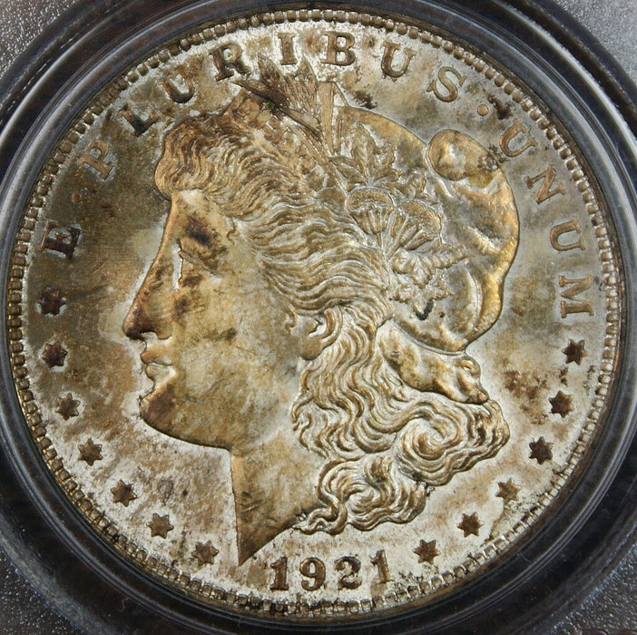 1921 Morgan Silver Dollar Coin, PCGS MS-63 Toned