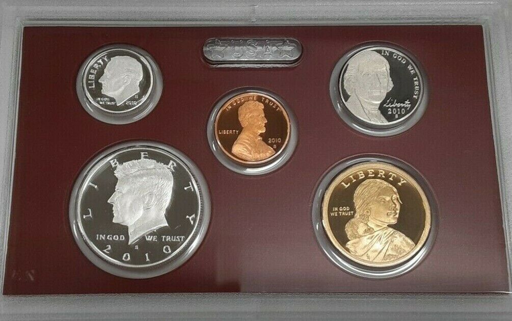 2010-S US Mint Silver Proof Set With Presidential Dollars 14 Gem Coins w/Box
