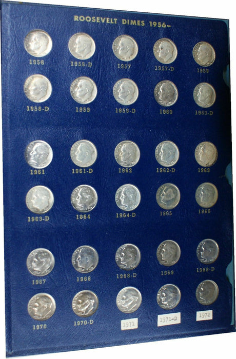 1946 to Roughly 65-70 Circulated Roosevelt Dime Coin Set Whitman No 9414 Album