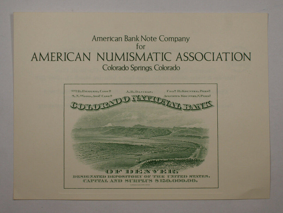American Bank Note Company ANA Colorado National Bank 1998 Souvenir Card