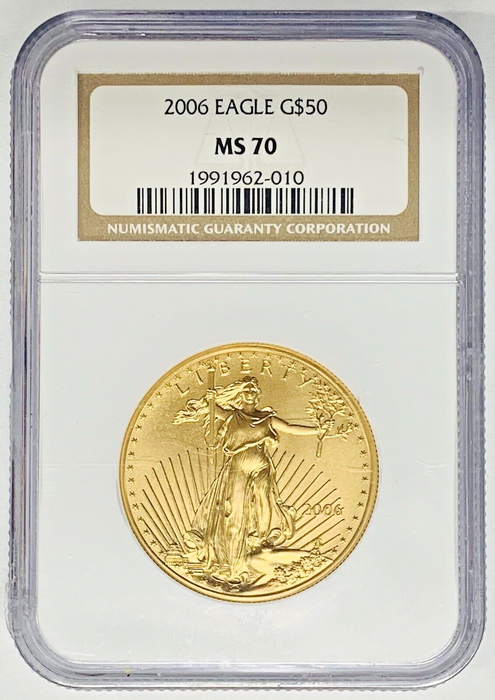 2006 $50 American Gold Eagle Coin, 1 OZ Fine Gold NGC MS 70