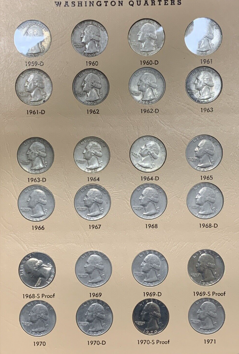 1932-1989 Washington Quarter Set-Silver-Clad & Proof Coins-Dansco Coin Album A