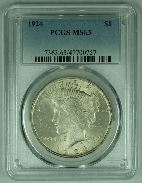 1924 Peace Silver $1 Dollar Coin PCGS MS 63 (17) B