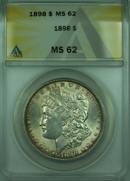 1898 Morgan Silver Dollar $1 Coin ANACS MS-62 Lightly Toned (28)